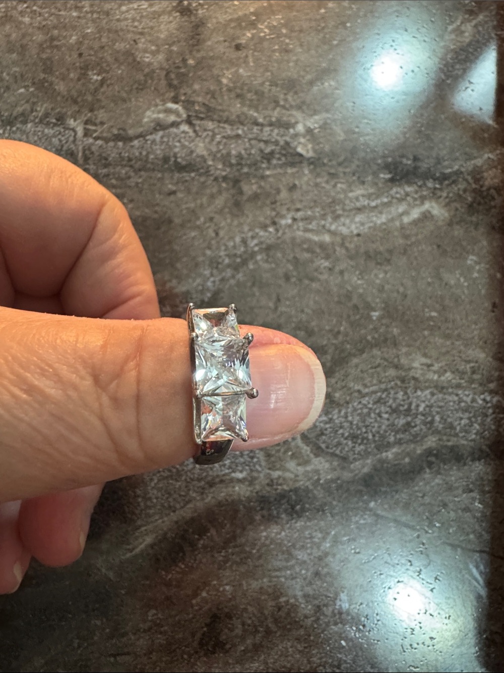 Classic Silver Three-Stone CZ Ring - White